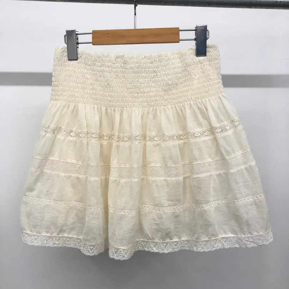Polo Ralph Lauren Ivory Smocked Lace Mini Skirt
